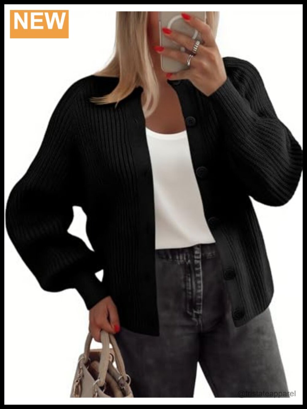 Chunky Cable Knit Cardigan - Long Sleeve Button Down Fall Sweater